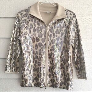 Airfield | Leopard Sequin Sweater Cardigan 36 / S